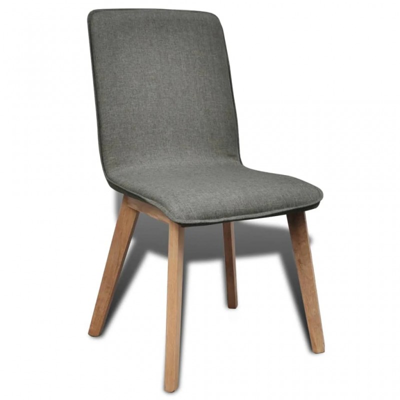 Dining Chairs 2 pcs Light Grey Fabric and Solid Oak Wood Dining Chairs 2 pcs Light Grey Fabric and Solid Oak Wood
