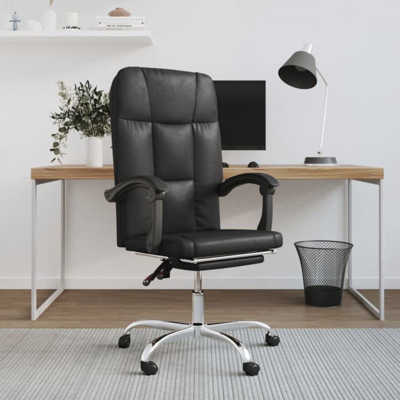 Reclining Office Chair Black Faux Leather Reclining Office Chair Black Faux Leather