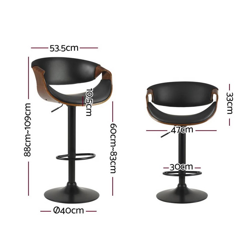 Artiss Bar Stools Gas Lift Leather w/Armrest Artiss Bar Stools Gas Lift Leather w/Armrest