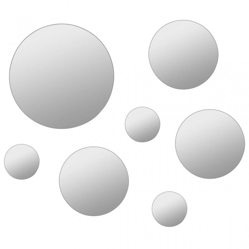 7 Piece Wall Mirror Set Round Glass 7 Piece Wall Mirror Set Round Glass