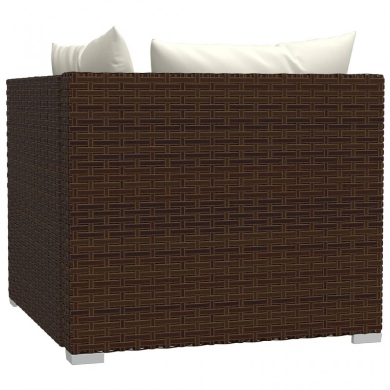2-Seater Sofa with Cushions Brown Poly Rattan 2-Seater Sofa with Cushions Brown Poly Rattan