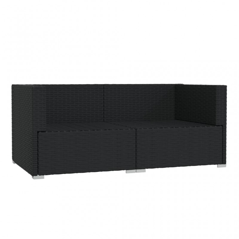 2-Seater Sofa with Cushions Black Poly Rattan 2-Seater Sofa with Cushions Black Poly Rattan