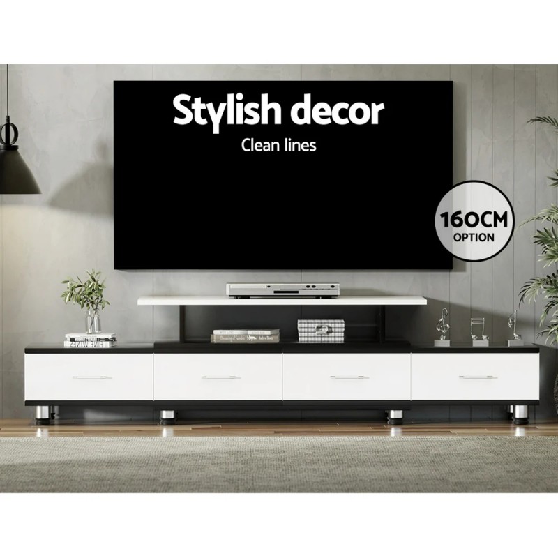 Artiss TV Cabinet Entertainment Unit Stand Wooden 160CM To 220CM Storage Drawers Black White Artiss TV Cabinet Entertainment Unit Stand Wooden 160CM To 220CM Storage Drawers Black White