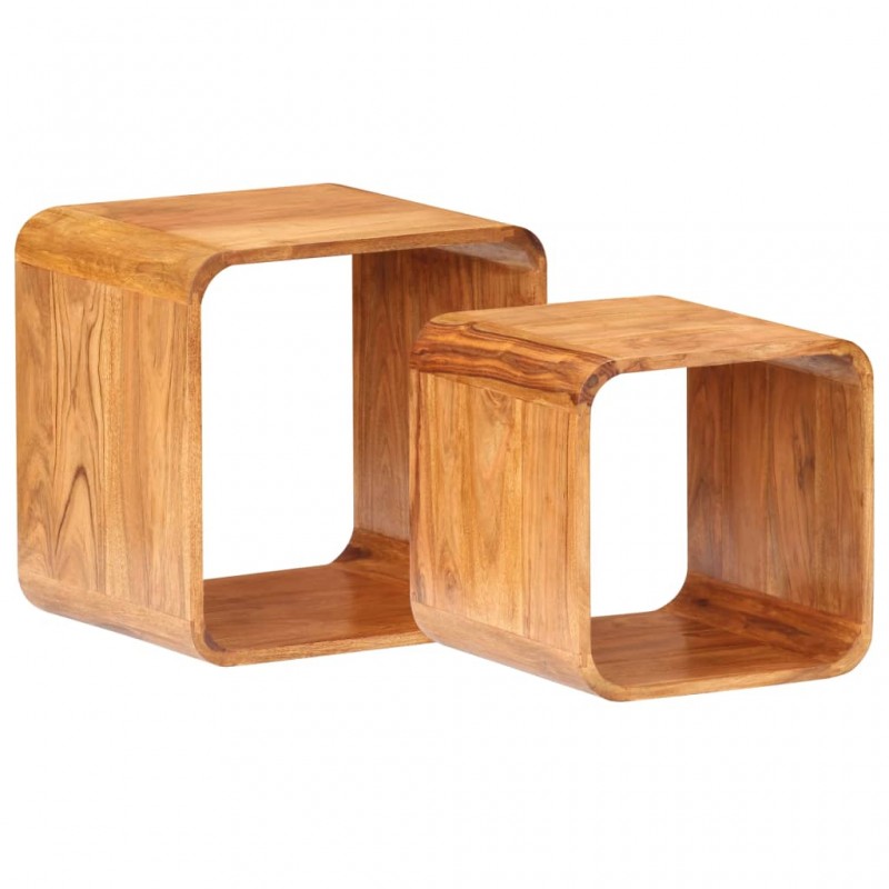 Side Tables 2 pcs Solid Acacia Wood Honey Finish Side Tables 2 pcs Solid Acacia Wood Honey Finish