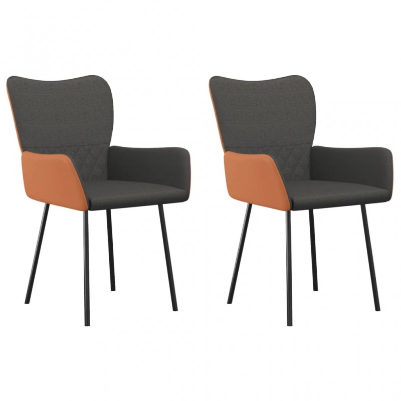 Dining Chairs 2 pcs Dark Grey Fabric and Faux Leather Dining Chairs 2 pcs Dark Grey Fabric and Faux Leather