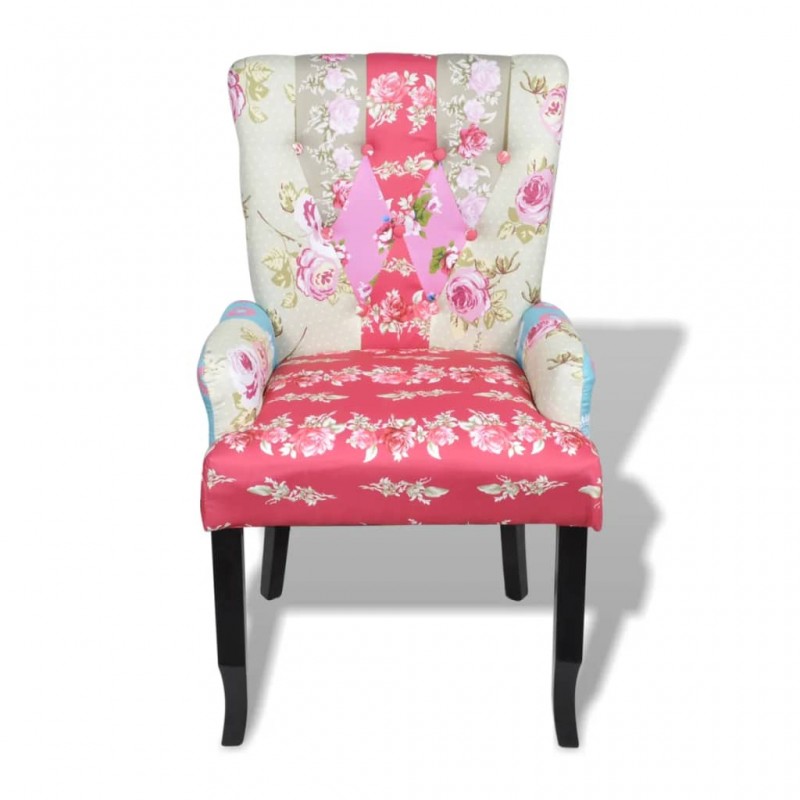 French Chair with Patchwork Design Fabric French Chair with Patchwork Design Fabric