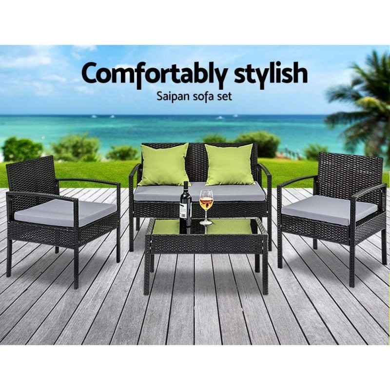 Gardeon Outdoor Sofa Set Wicker Lounge Setting Table and Chairs Patio Furniture Gardeon Outdoor Sofa Set Wicker Lounge Setting Table and Chairs Patio Furniture