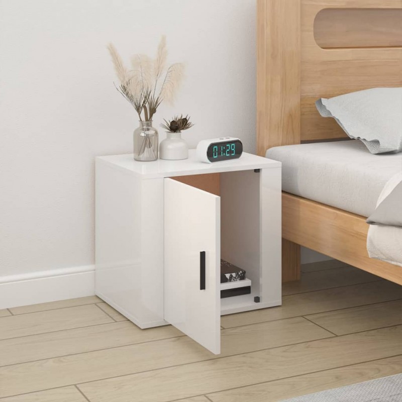 Bedside Cabinet High Gloss White 50x39x47 cm Bedside Cabinet High Gloss White 50x39x47 cm