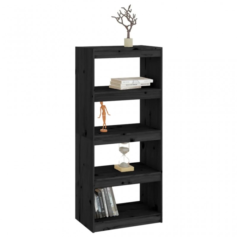 Book Cabinet/Room Divider Black 60x30x135.5 cm Solid Wood Pine Book Cabinet/Room Divider Black 60x30x135.5 cm Solid Wood Pine