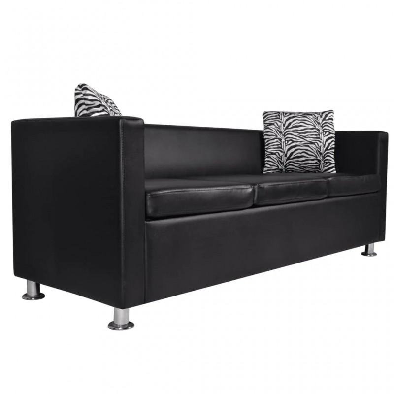 Sofa 3-Seater Artificial Leather Black Sofa 3-Seater Artificial Leather Black