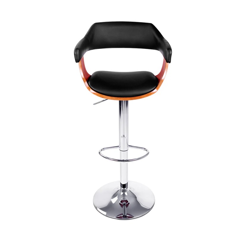 Artiss 2x Bar Stools Gas Lift Leather w/Armrest Black Artiss 2x Bar Stools Gas Lift Leather w/Armrest Black