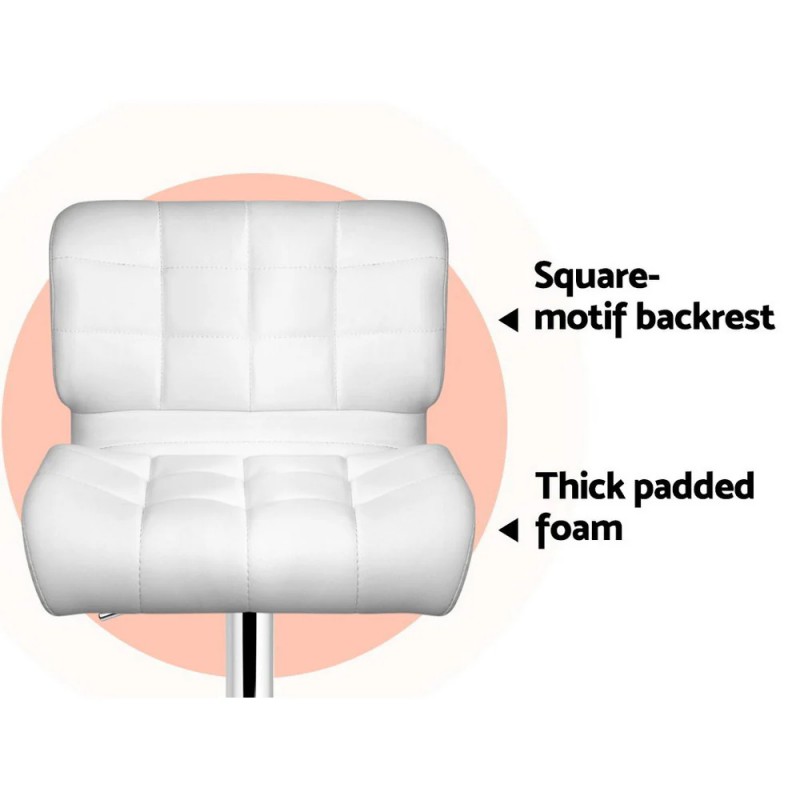 Artiss 4x Bar Stools Gas Lift Leather Padded White Artiss 4x Bar Stools Gas Lift Leather Padded White