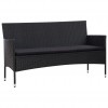 4 Piece Garden Lounge Set With Cushions Poly Rattan Black
