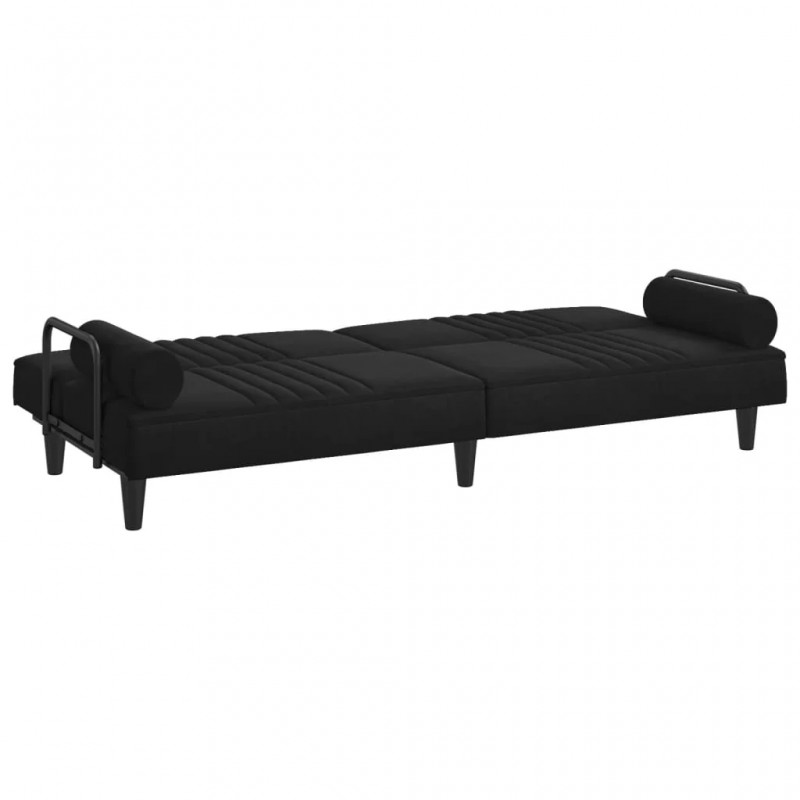 Sofa Bed with Armrests Black Velvet Sofa Bed with Armrests Black Velvet