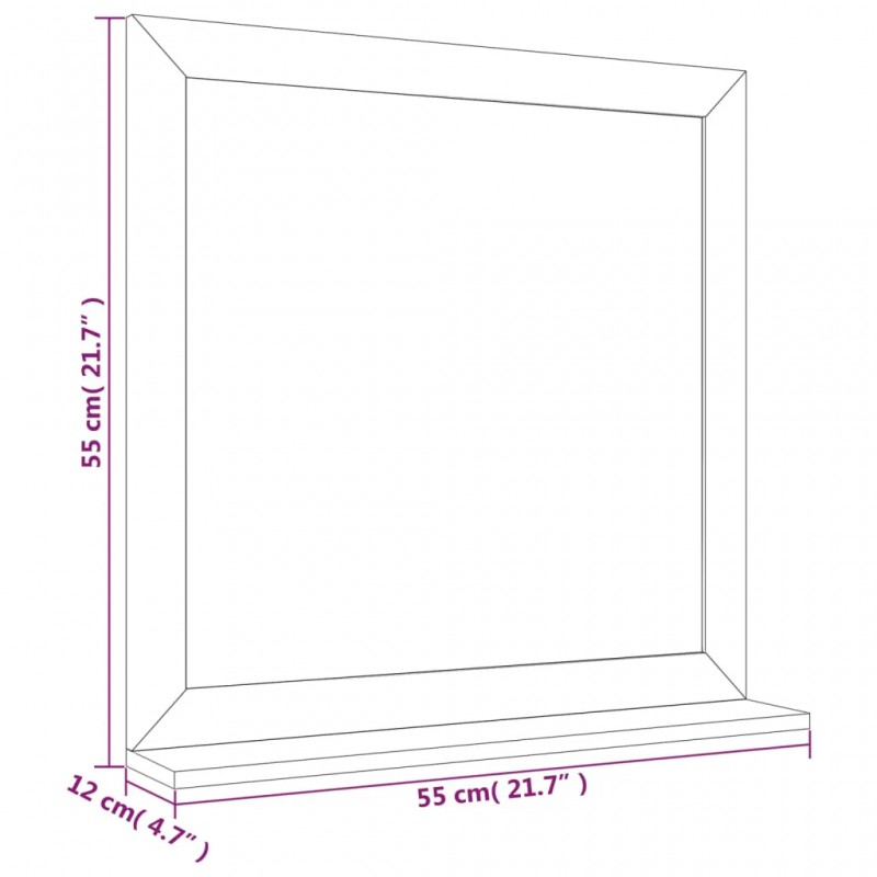 Wall Mirror 55x55 cm Solid Wood Walnut Wall Mirror 55x55 cm Solid Wood Walnut