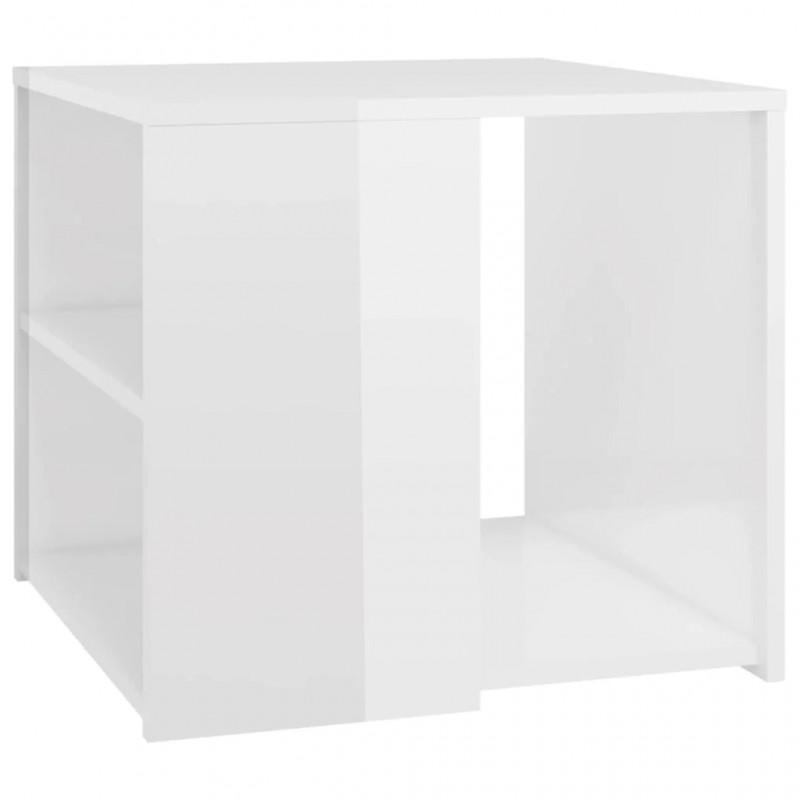 Side Table High Gloss White 50x50x45 cm Engineered Wood Side Table High Gloss White 50x50x45 cm Engineered Wood