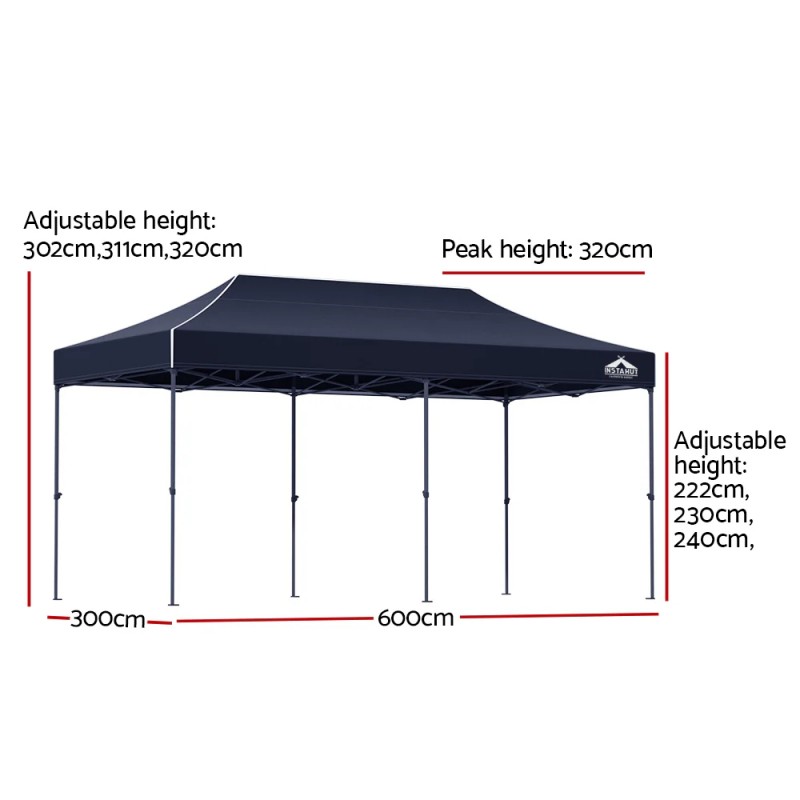 Instahut Gazebo Pop Up Marquee 3x6m Folding Tent Wedding Outdoor Camping Canopy Gazebos Shade Navy Instahut Gazebo Pop Up Marquee 3x6m Folding Tent Wedding Outdoor Camping Canopy Gazebos Shade Navy