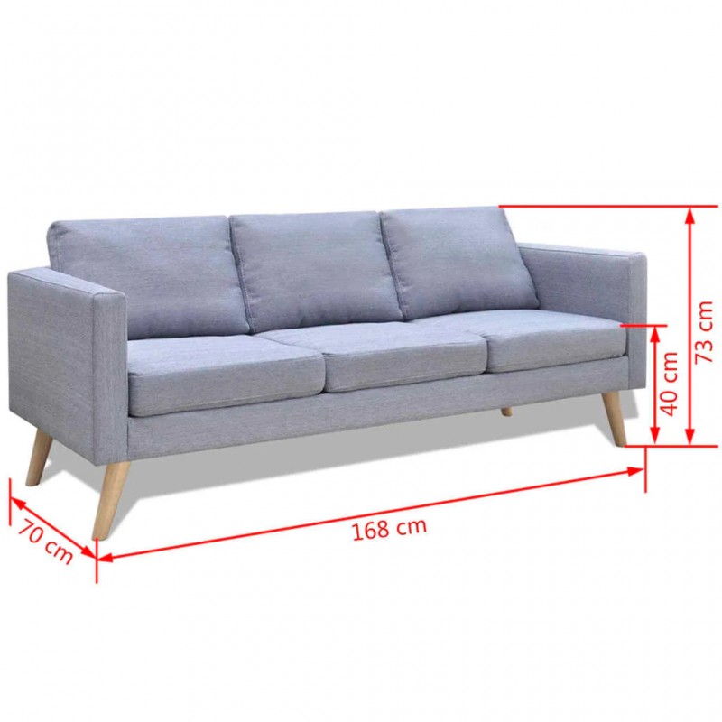 Sofa 3-Seater Fabric Light Grey Sofa 3-Seater Fabric Light Grey