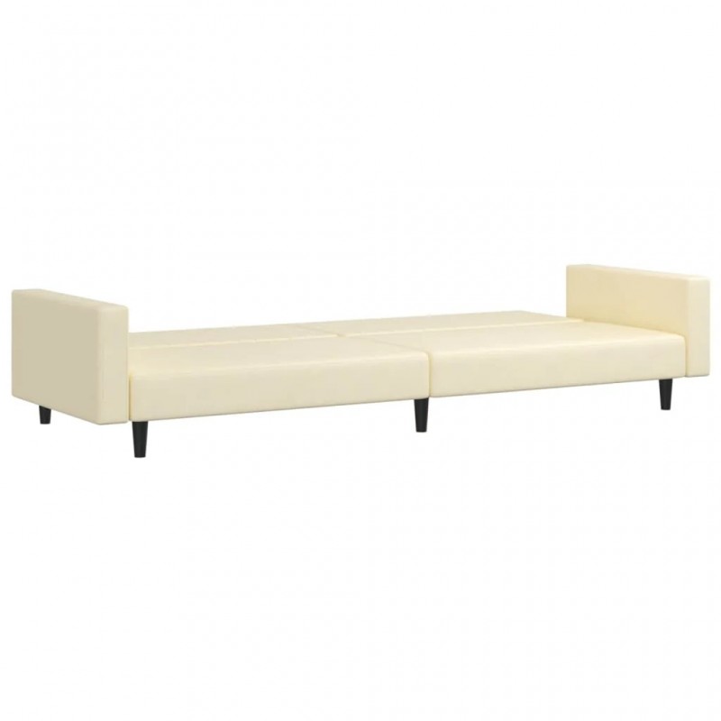 2-Seater Sofa Bed Cream Faux Leather 2-Seater Sofa Bed Cream Faux Leather