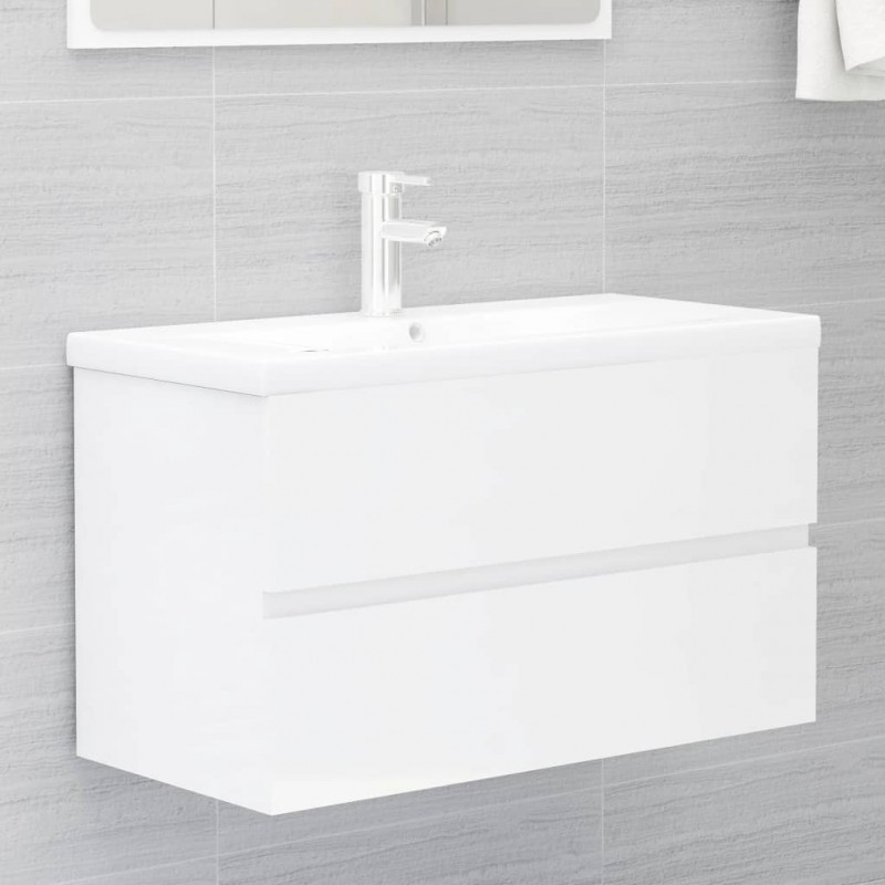 2 Piece Bathroom Furniture Set High Gloss White Engineered Wood 2 Piece Bathroom Furniture Set High Gloss White Engineered Wood