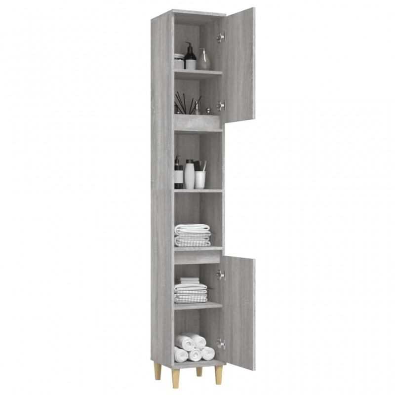 Bathroom Cabinet Grey Sonoma 30x30x190 cm Engineered Wood Bathroom Cabinet Grey Sonoma 30x30x190 cm Engineered Wood