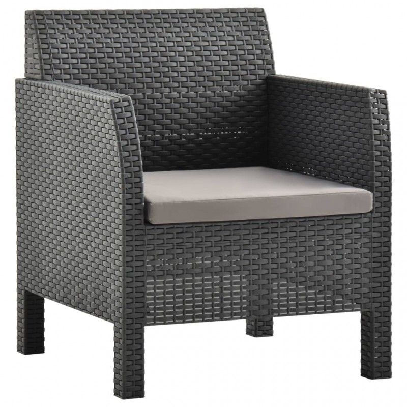 3 Piece Garden Lounge Set with Cushions PP Rattan Anthracite 3 Piece Garden Lounge Set with Cushions PP Rattan Anthracite