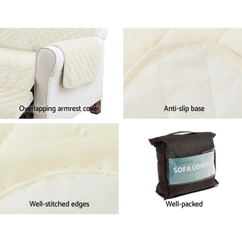 Artiss Sofa Cover Couch Covers 4 Seater 100% Water Resistant Beige Artiss Sofa Cover Couch Covers 4 Seater 100% Water Resistant Beige