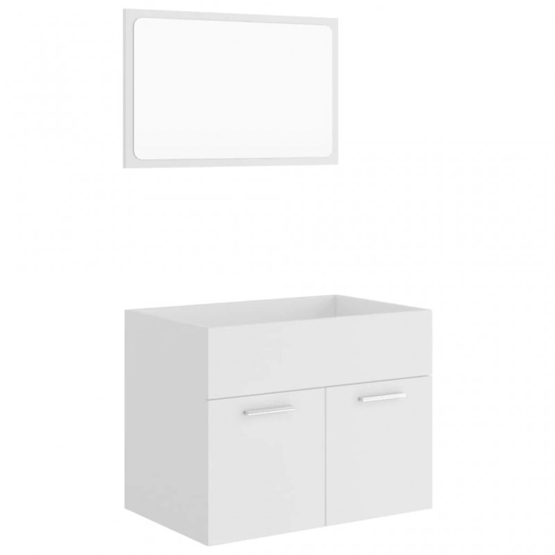 2 Piece Bathroom Furniture Set White Engineered Wood 2 Piece Bathroom Furniture Set White Engineered Wood