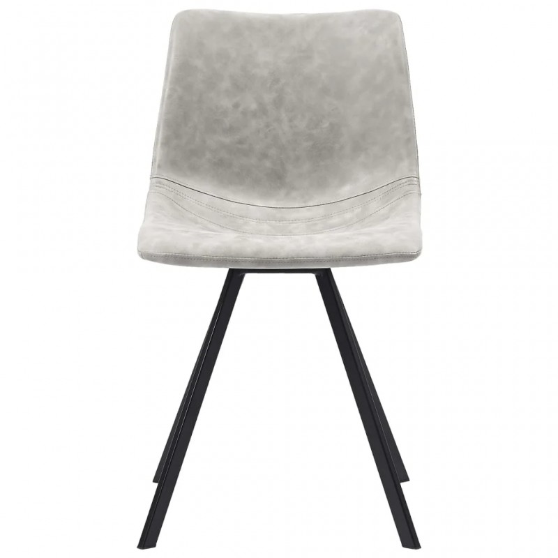 9 Piece Dining Set Light Grey Faux Leather 9 Piece Dining Set Light Grey Faux Leather