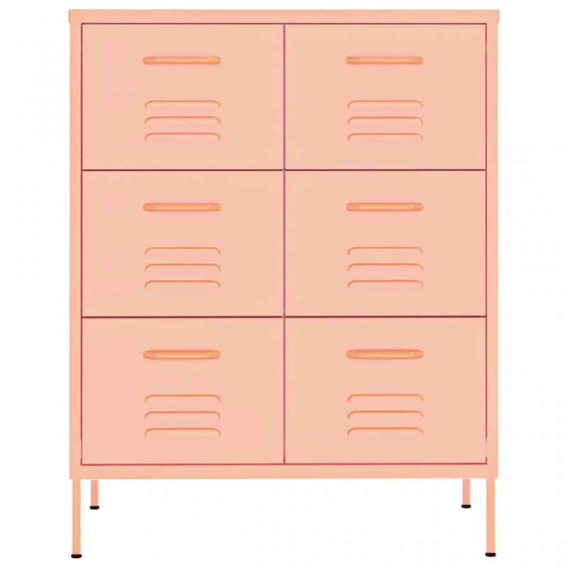 Drawer Cabinet Pink 80x35x101.5 cm Steel Drawer Cabinet Pink 80x35x101.5 cm Steel