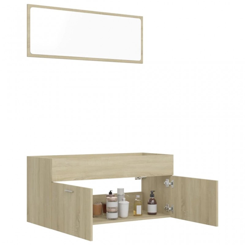 2 Piece Bathroom Furniture Set Sonoma Oak Engineered Wood 2 Piece Bathroom Furniture Set Sonoma Oak Engineered Wood