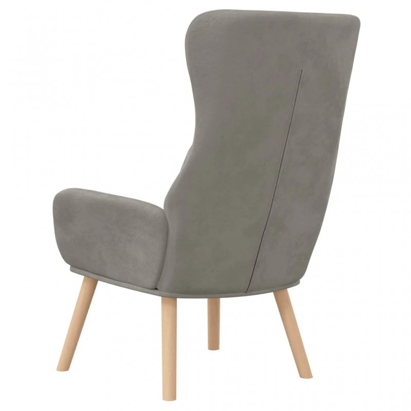 Relaxing Chair Light Grey Velvet Relaxing Chair Light Grey Velvet