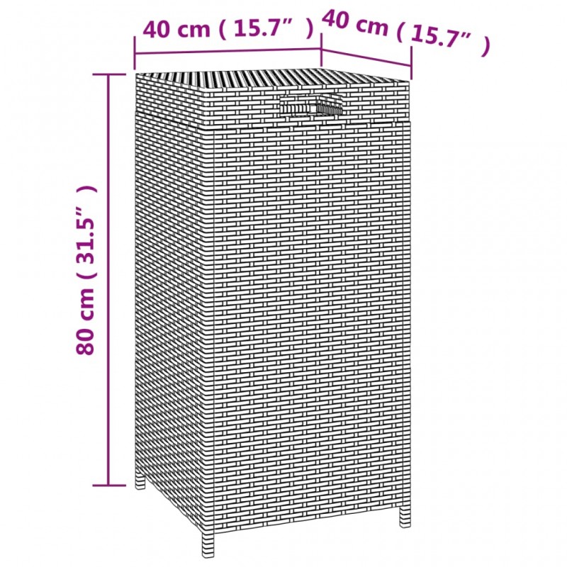 Trash Bin Brown 40x40x80 cm Poly Rattan Trash Bin Brown 40x40x80 cm Poly Rattan