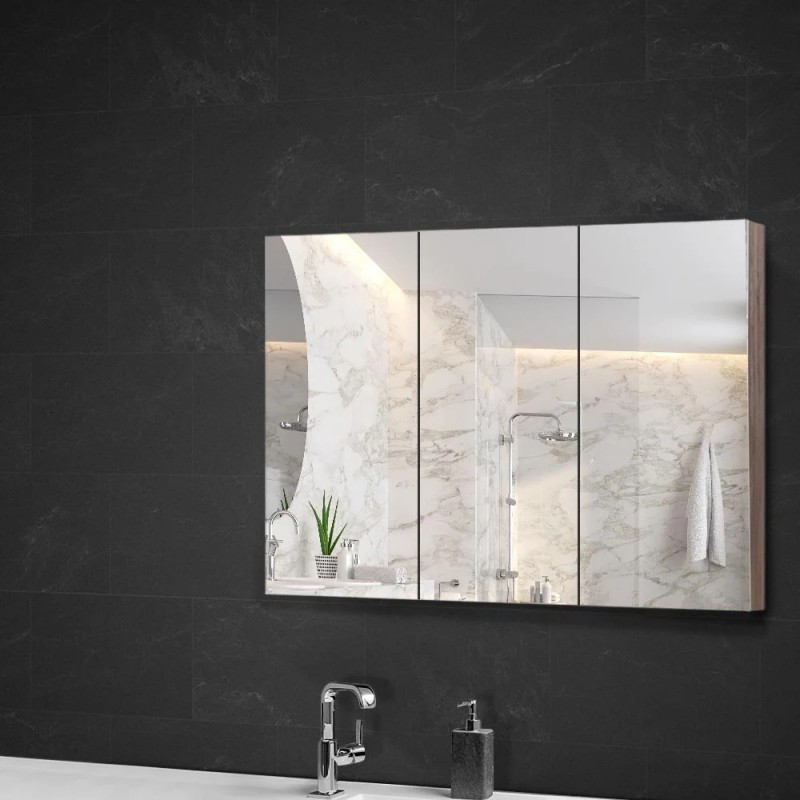 Cefito Bathroom Mirror Cabinet 900x720mm Oak Cefito Bathroom Mirror Cabinet 900x720mm Oak