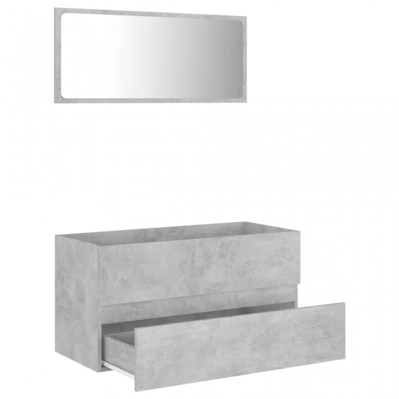 2 Piece Bathroom Furniture Set Concrete Grey Engineered Wood 2 Piece Bathroom Furniture Set Concrete Grey Engineered Wood