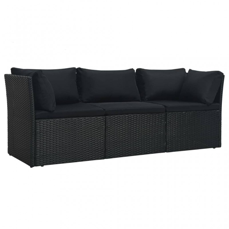 4 Piece Garden Lounge Set with Cushions Poly Rattan Black 4 Piece Garden Lounge Set with Cushions Poly Rattan Black