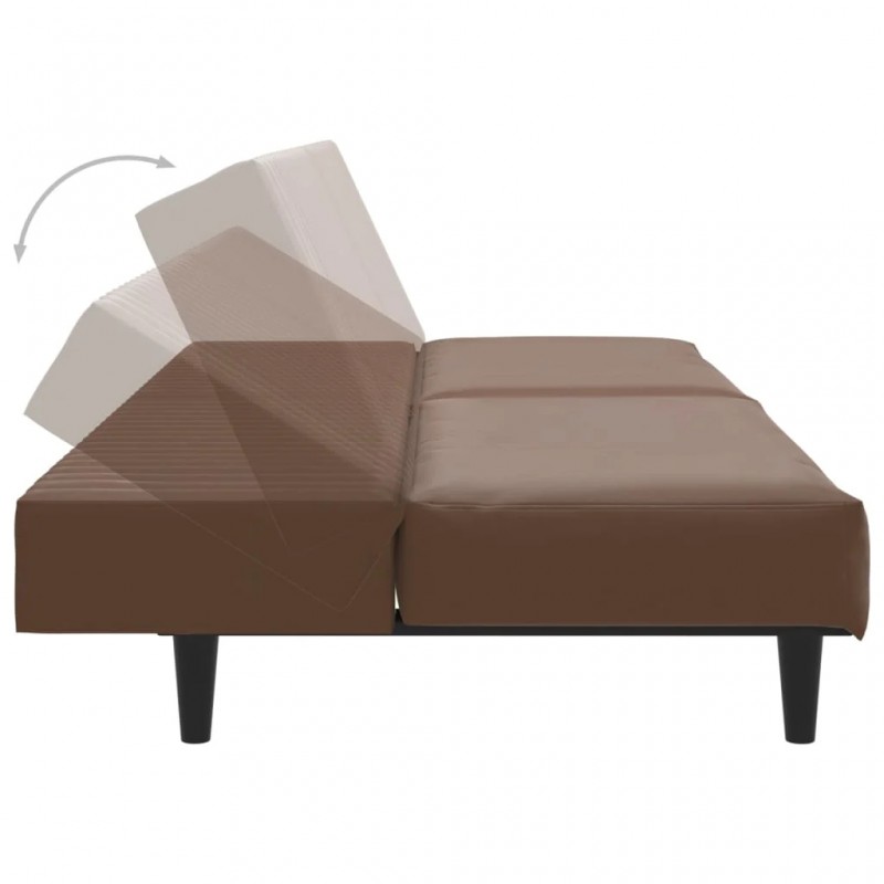 2-Seater Sofa Bed Brown Faux Leather 2-Seater Sofa Bed Brown Faux Leather