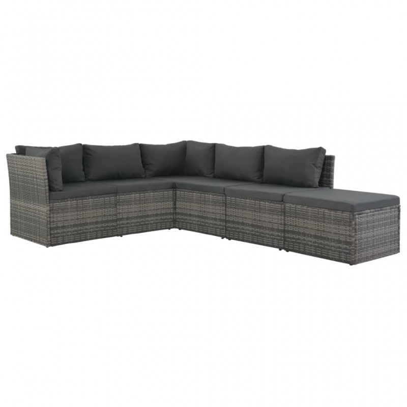 4 Piece Garden Lounge Set with Cushions Poly Rattan Grey 4 Piece Garden Lounge Set with Cushions Poly Rattan Grey