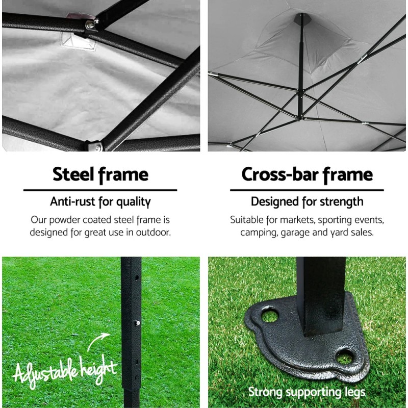 Instahut Gazebo Pop Up Marquee 3x3m Folding Tent Wedding Outdoor Camping Canopy Gazebos Shade White Instahut Gazebo Pop Up Marquee 3x3m Folding Tent Wedding Outdoor Camping Canopy Gazebos Shade White