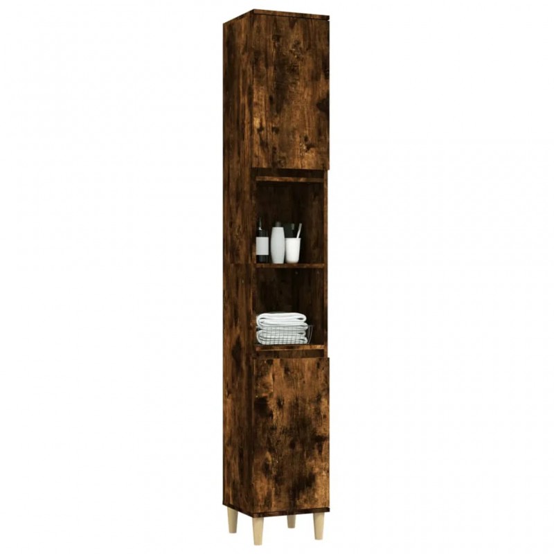 Bathroom Cabinet Smoked Oak 30x30x190 cm Engineered Wood Bathroom Cabinet Smoked Oak 30x30x190 cm Engineered Wood