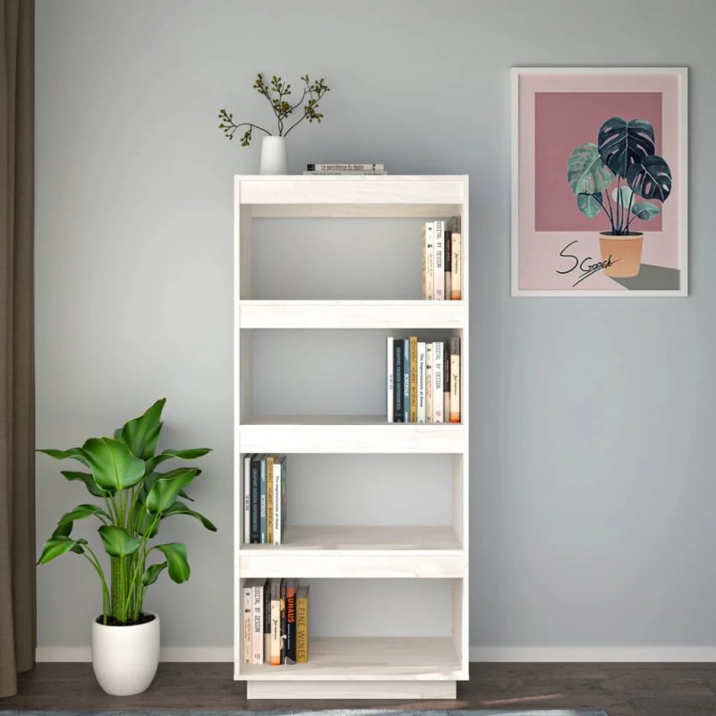 Book Cabinet/Room Divider White 60x35x135 cm Solid Pinewood Book Cabinet/Room Divider White 60x35x135 cm Solid Pinewood