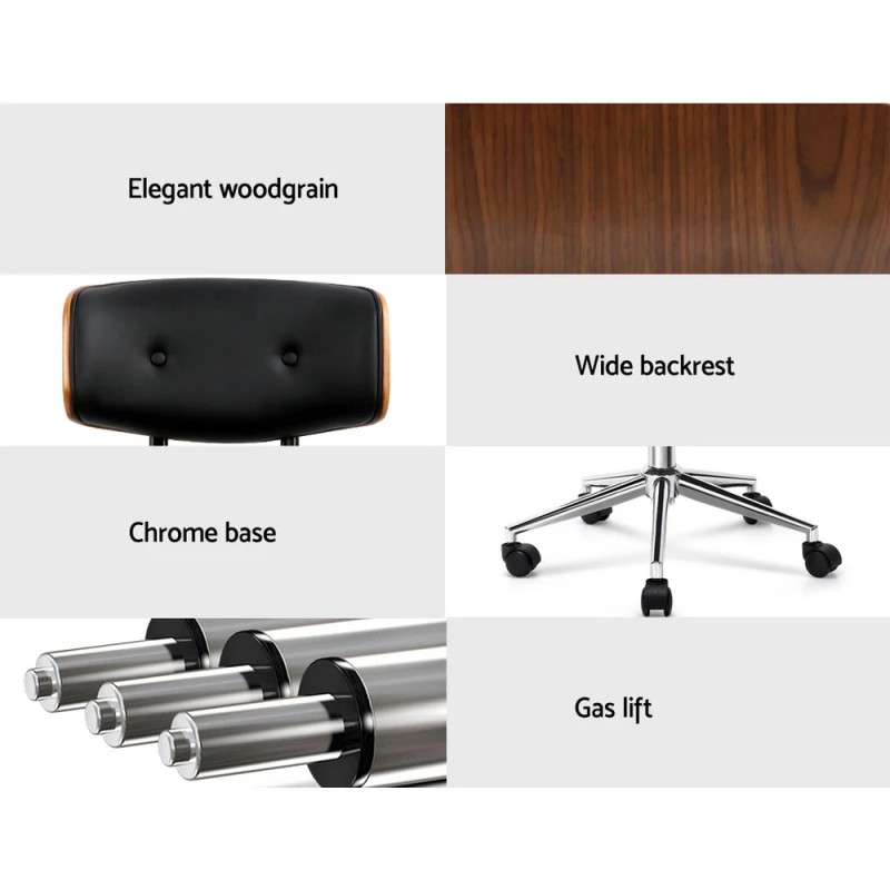 Artiss Wooden Office Chair Fabric Seat Black Artiss Wooden Office Chair Fabric Seat Black