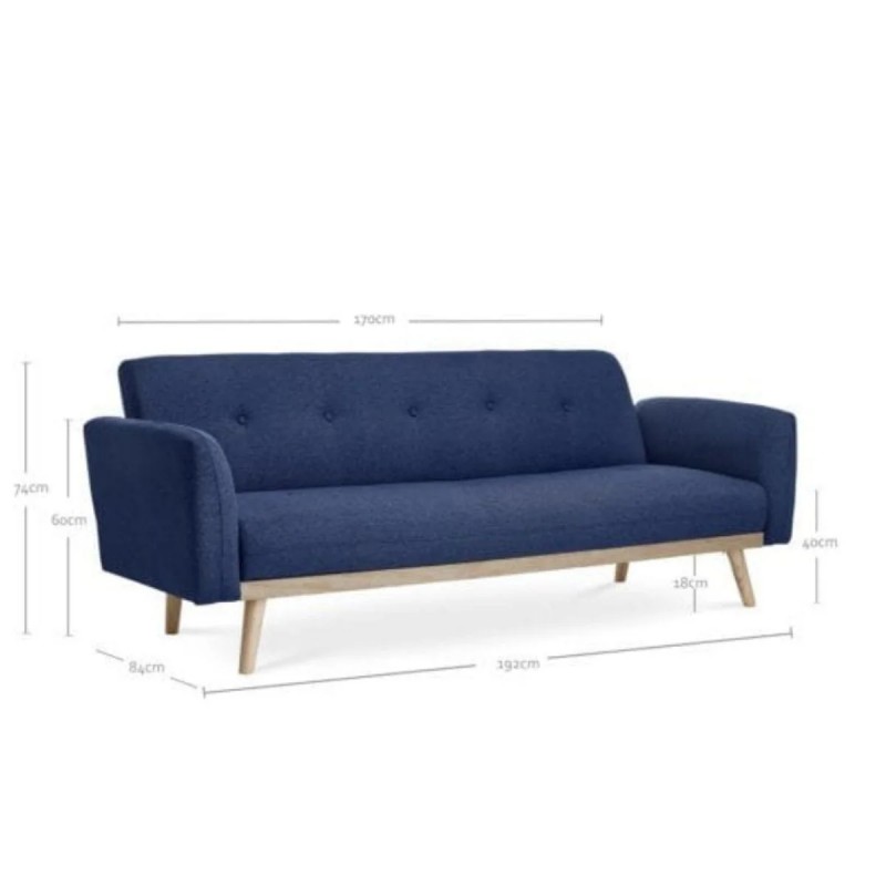 Nicholas 3-Seater Blue Foldable Sofa Bed Nicholas 3-Seater Blue Foldable Sofa Bed