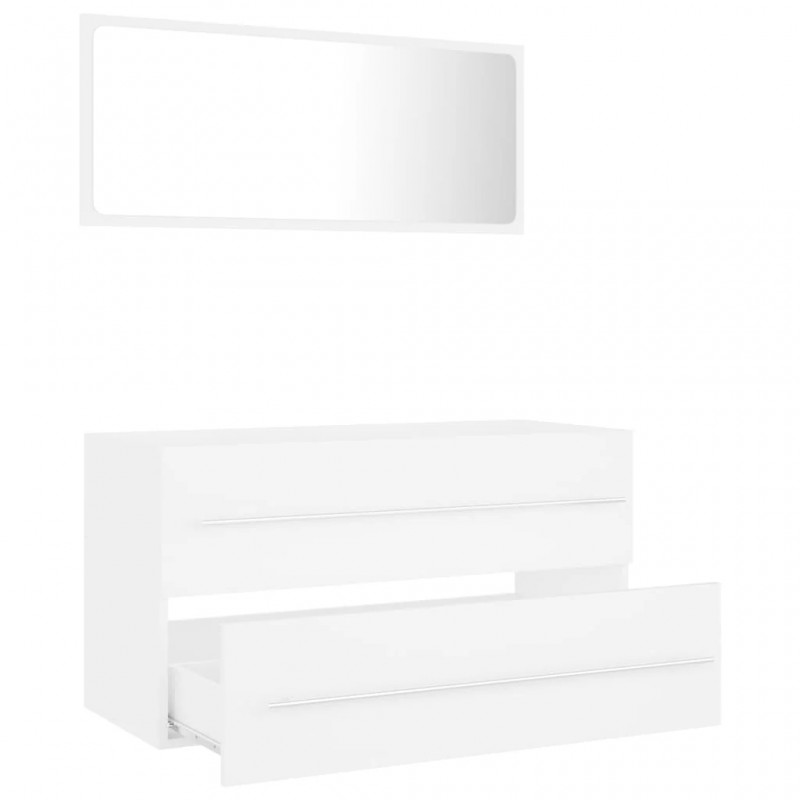2 Piece Bathroom Furniture Set White Engineered Wood 2 Piece Bathroom Furniture Set White Engineered Wood