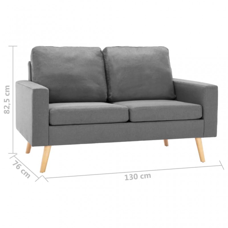 2-Seater Sofa Light Grey Fabric 2-Seater Sofa Light Grey Fabric