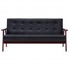3-Seater Sofa Black Faux Leather