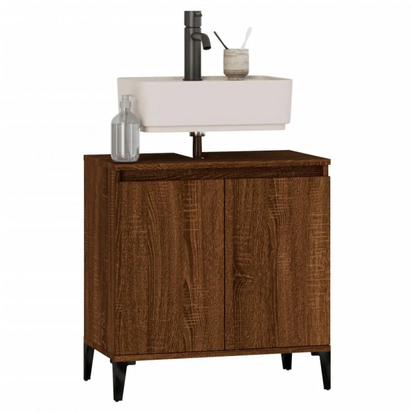 Sink Cabinet Brown Oak 58x33x60 cm Engineered Wood Sink Cabinet Brown Oak 58x33x60 cm Engineered Wood