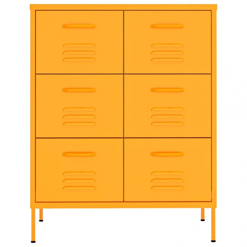 Drawer Cabinet Mustard Yellow 80x35x101.5 cm Steel Drawer Cabinet Mustard Yellow 80x35x101.5 cm Steel