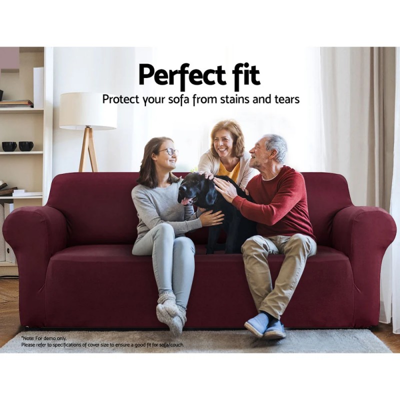 Artiss Sofa Cover Couch Covers 3 Seater Stretch Burgundy Artiss Sofa Cover Couch Covers 3 Seater Stretch Burgundy