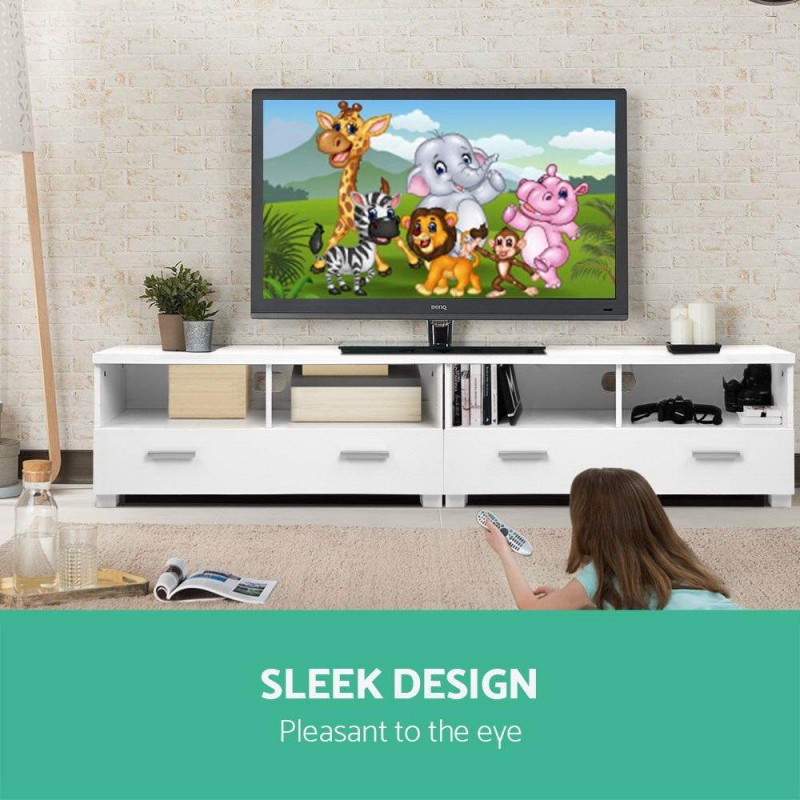 Artiss TV Cabinet Entertainment Unit 180cm White Eddie Artiss TV Cabinet Entertainment Unit 180cm White Eddie